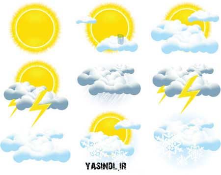 Bright Weather Signs Vector yasindl ir مجموعه وکتور های زیبا از وضع هوا