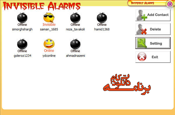 وضعیت در یاهو برنامه دانلود نرم افزار InvisibleAlarms