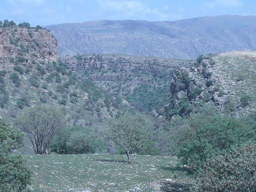 نمايي از كوهستان و يك دره در نزديكي سرابله
