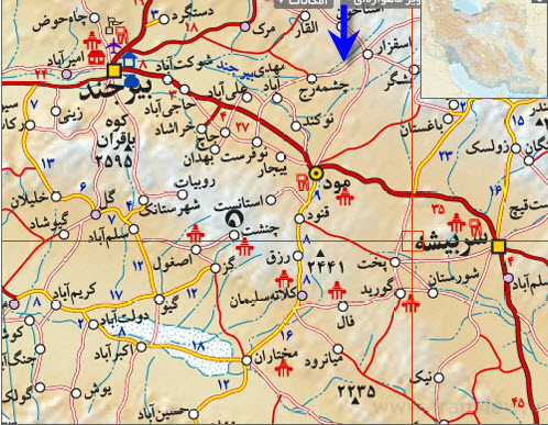 موقعیت قلعه بابوک سربیشه