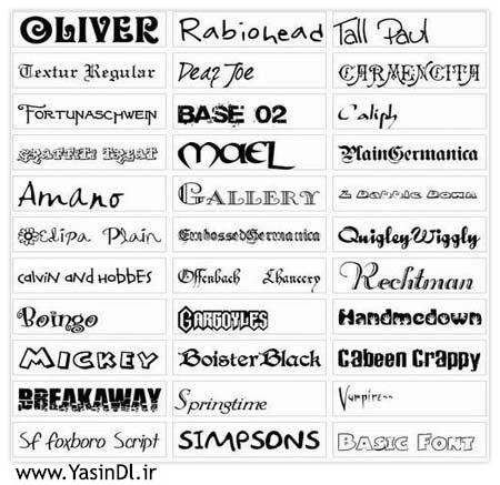 Fonts Collection yasindl ir مجموعه فونت های انگلیسی Big Popular Fonts Collection