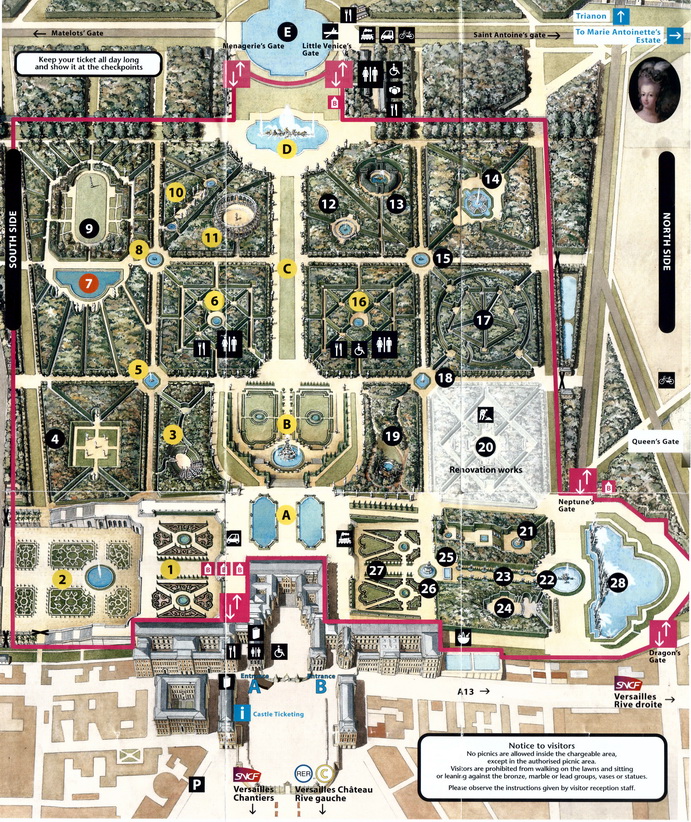 نقشه باغ و کاخ ورسای