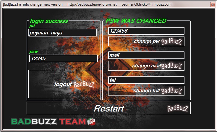 badbuzz new info changer Screen_az_psw_changer