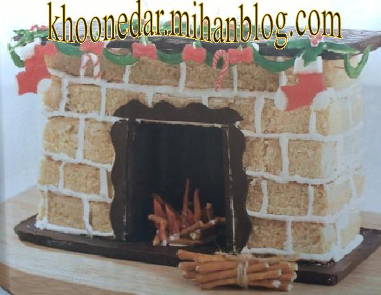 تزیین کیک به شکل شومینه