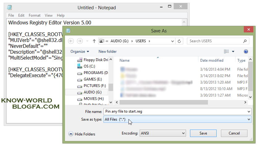 Save as reg file