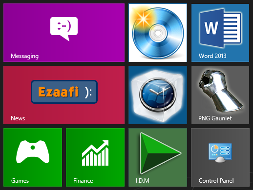 Control Panel in Start Page