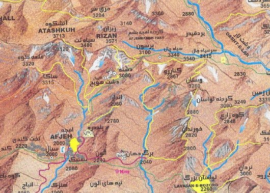 قله سرسیاه غار در نقشه علی مقیم: