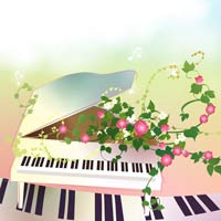 نقاشی پیانو و گل