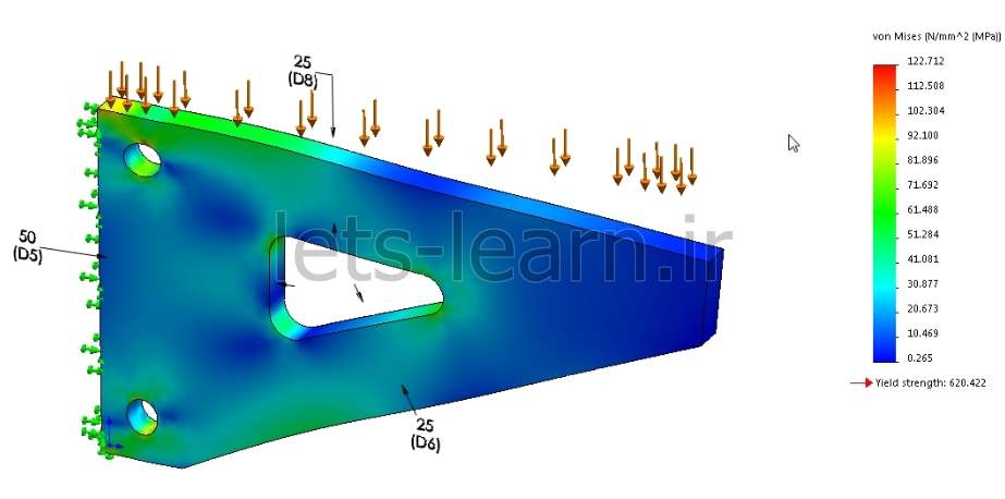 بهینه سازی طرح توسط Design Study در قسمت شبیه ساز SolidWorks