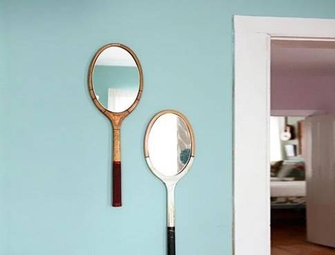 image  دکور دیوار- آینه در قاب راکت تنیس 